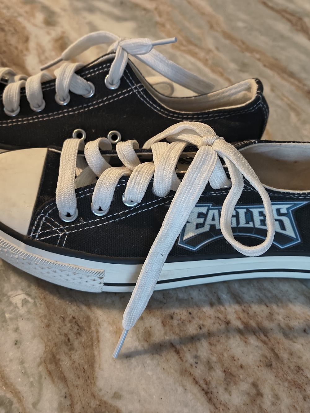 Philadelphia Eagles Black Canvas Low-Top Sneakers with White Laces